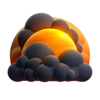 Sunset Clouds 3D Render of Orange Sun Behind Dark Clouds png