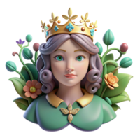 3D Render of a Princess in a Garden png
