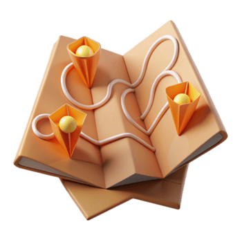 astratto viaggio navigazione un' sentiero attraverso un' piegato carta geografica png