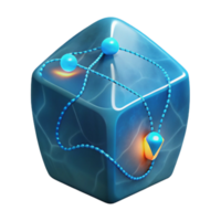 Networked Cube Abstract 3D Model of Interconnected Nodes png