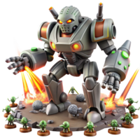 Giant Robot Toy Action Figure with Missile Launchers and Miniatures png