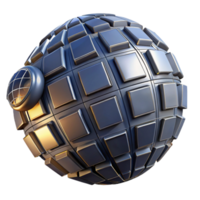 Geometric Sphere 3D Render of Metallic Cubes png