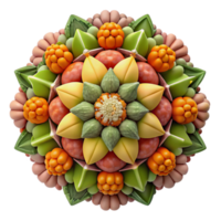 Abstract Fruit Mandala Digital Art of a Flower-like Pattern png