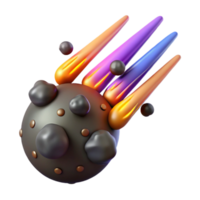 Cosmic Collision A 3D Render of a Fiery Asteroid png