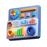 Colorful 3D Data Dashboard Charts Graphs Visualization png