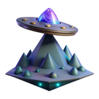 Alien Craft Over Pyramid 3D Render of UFO png