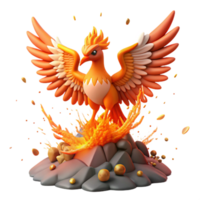 Mythical Firebird 3D Render of Legendary Creature png
