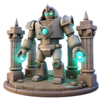 Stone Guardian Robot Ancient Columns, Futuristic Design png