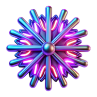 Abstract 3D iridescent snowflake design png