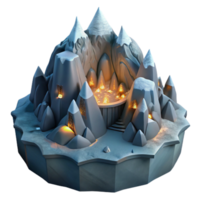 Snowy Mountain Peak with Inner Fire Pit png