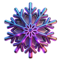 Iridescent Snowflake 3D Render of a Colorful Winter Design png