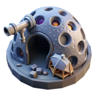 Lunar Observatory Dome Home with Telescope png