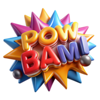 Pow Bam Colorful 3D Explosion png
