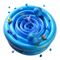 Abstract Blue Swirl with 3D Shapes png