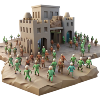 Miniature Figures Siege A 3D Model of a Castle Under Attack png