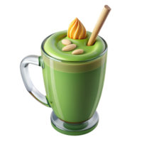 Creamy Green Smoothie with Seeds and Caramel Topping png