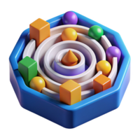 3D Abstract Maze Puzzle Colorful Shapes and Concentric Circles png