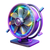Neon Desk Fan 3D Render of Colorful Cooling Device png