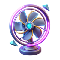 Neon Desk Fan 3D Render of Vibrant Cooling Device png