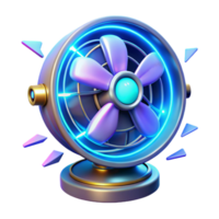 Neon Desk Fan 3D Render of a Colorful Cooling Device png