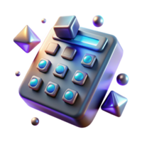 3D Render of Abstract Calculator with Colorful Buttons png