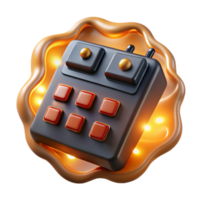 3D Render of Retro Digital Device with Illuminated Buttons png