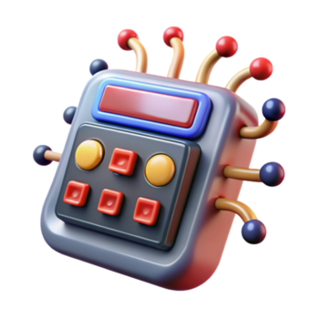 3D Render of a Retro Gadget with Buttons and Antennae png