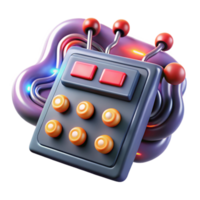 3D Render of Retro Control Panel with Buttons png