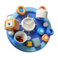 Daily Routine Clock, Coffee, and Calm png