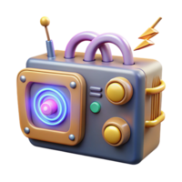 Retro Futuristic Radio Device 3D Render png