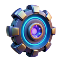 Futuristic Tech Gadget 3D Render of Cybernetic Orb png