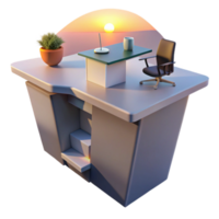 Sunset Office Desk with Integrated Steps png