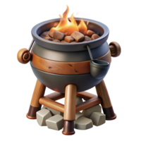 Cauldron with Fire Fantasy Cooking Pot png