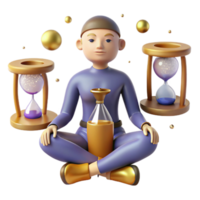 Mindfulness, Time Management, and Inner Peace A 3D Illustration png