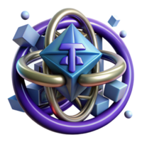 Abstract Crypto Atomic Structure 3D Render png
