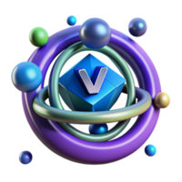 3D Orb with Letter V Abstract, Colorful, Sphere Design png