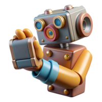 Retro Robot Holding Device 3D Render png