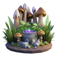 Enchanted Mushroom Forest with Cauldron png
