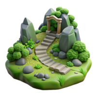 Stone Steps to Arch in Mountaintop Garden png
