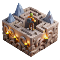 3D Maze Challenge Navigating Paths, Puzzles, and Peaks png