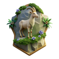 3D Render of a Goat on a Rock png