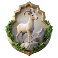 Mountain Goat in Ornate Frame 3D Render png