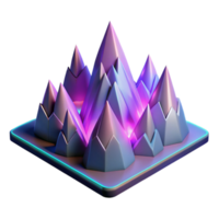 Abstract 3D Mountain Range with Neon Glow png