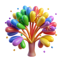 Rainbow Tree 3D Colorful Abstract Art png