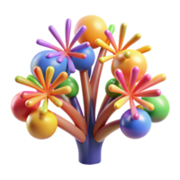 Colorful Abstract 3D Render of a Flower Tree png