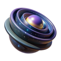 Cosmic Sphere Abstract 3D Render of Galactic Rings png