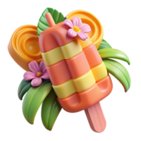 Summer Popsicle Tropical Treat 3D Render png