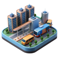 City Transit System Bus Stop and Urban Landscape png