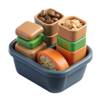 Stacked Snacks Coffee Beans, Granola, and Soap in a Container png