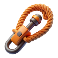 Orange Rope and Locking Carabiner Clip png